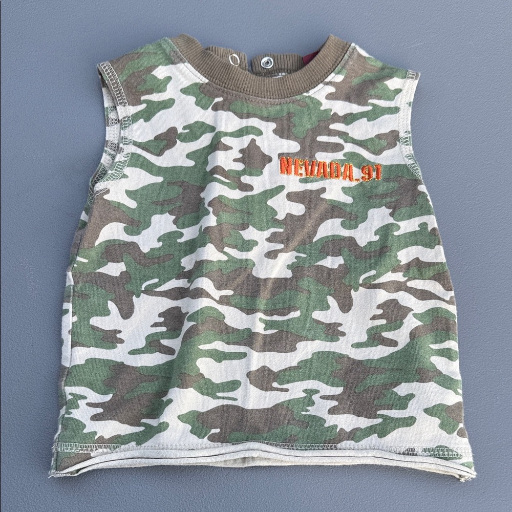 12m Vintage 1980s Kids Camo Tank Top - Green